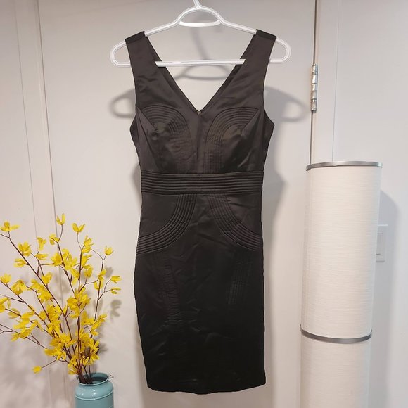 Suzy Shier Bustier Black Satin Dress Size XS - Picture 4 of 7
